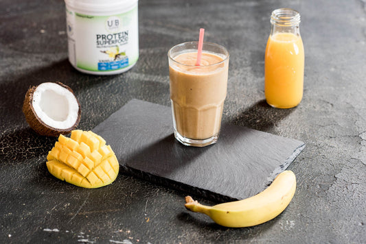 Vegan Banana Mango Protein Superfood Smoothie