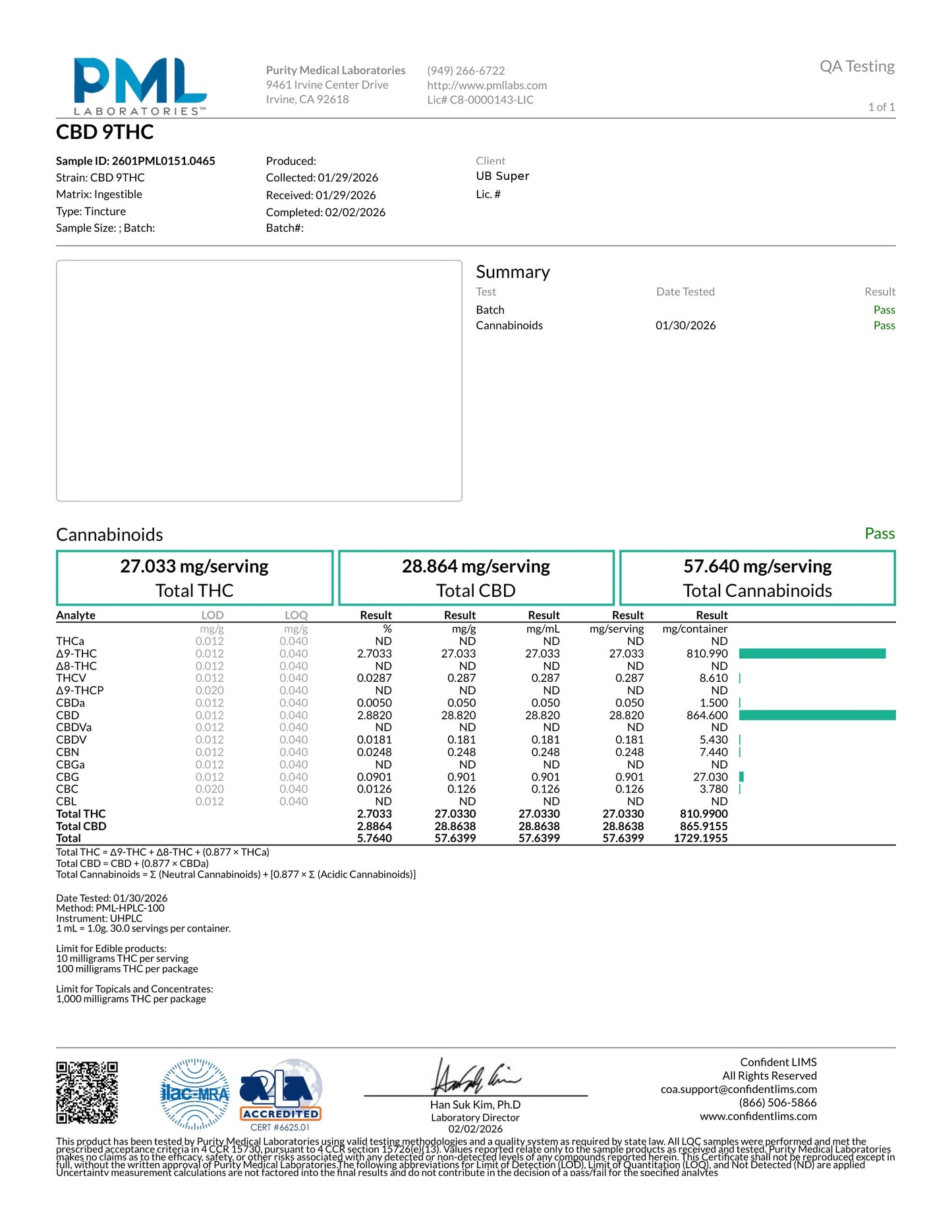 High THC 1:1 Tincture Full Spectrum CBD + THC