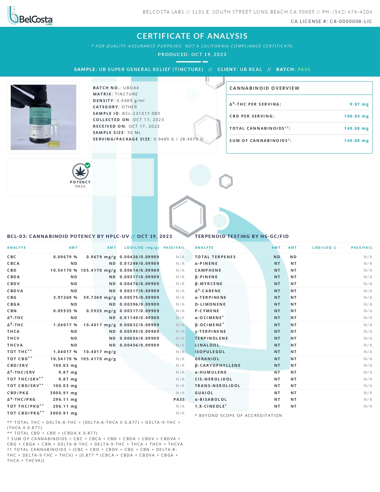 CBD:CBG:THC General Relief Full Spectrum Tincture