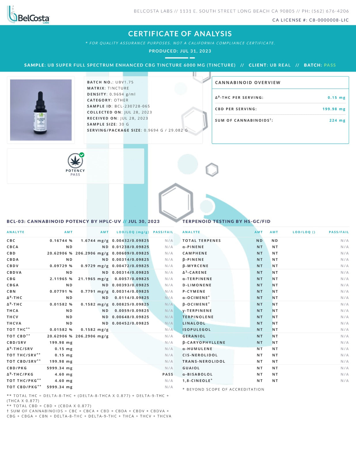 Full Spectrum Enhanced CBG Tincture - 6000 MG